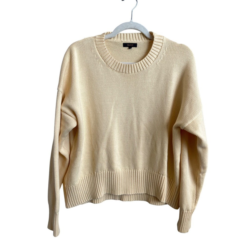 Quince Organic Cotton Boyfriend Crew Sweater Buerre Yellow